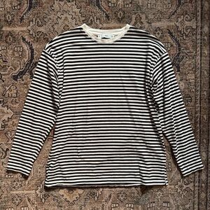MANGO Classic Preppy Long Sleeve Striped Tee Black/White Small